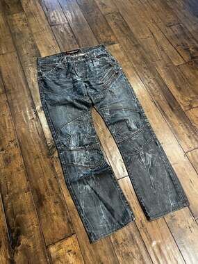 Cipo & Baxx Vintage Distressed Multi-Pocket Zip Detail Denim Jeans